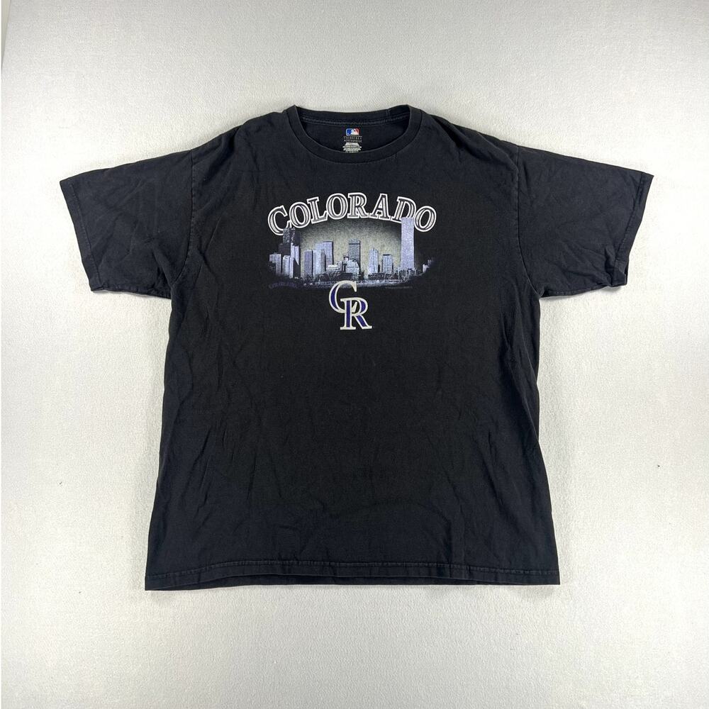 Vintage Y2K MLB Colorado Rockies Skyline MLB Baseball Mens Size XL Black/Purple